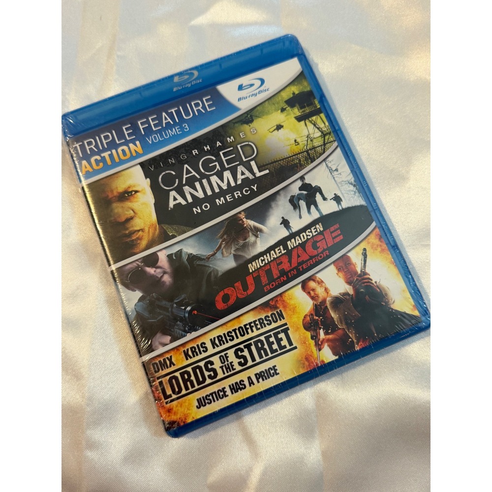Action Triple Feature Vol 3 Blu-ray Caged Animal Outrage Lords of the Street NEW